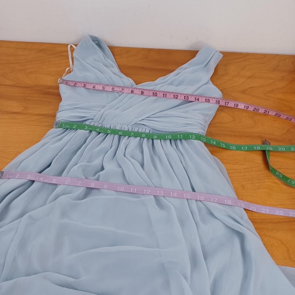 Dessy Collection Draped Chiffon Bridesmaid Maxi Dress Size 6 In Mist Style 2894 - Picture 15 of 16
